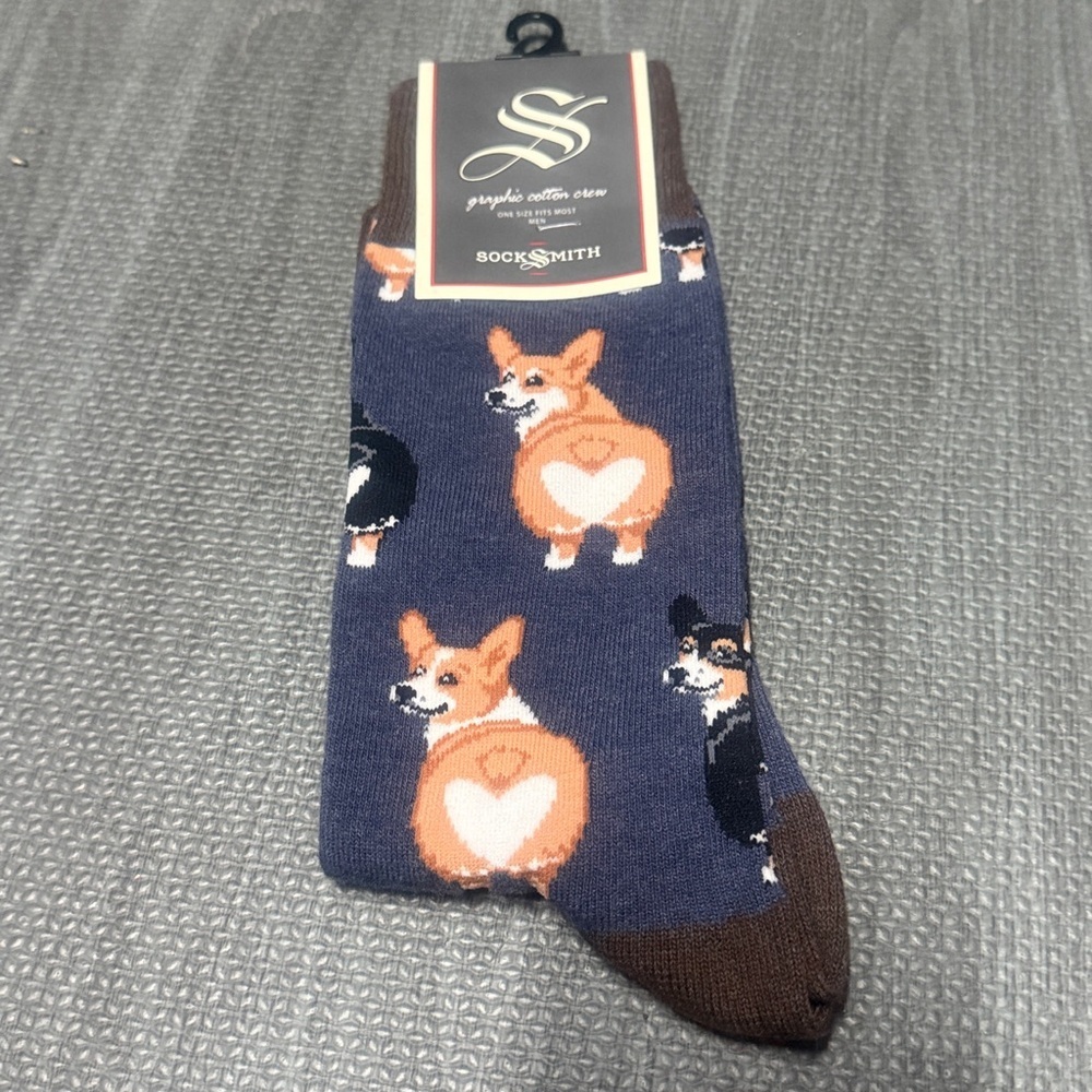 SockSmith Men’s Corgi Butt Blue socks
